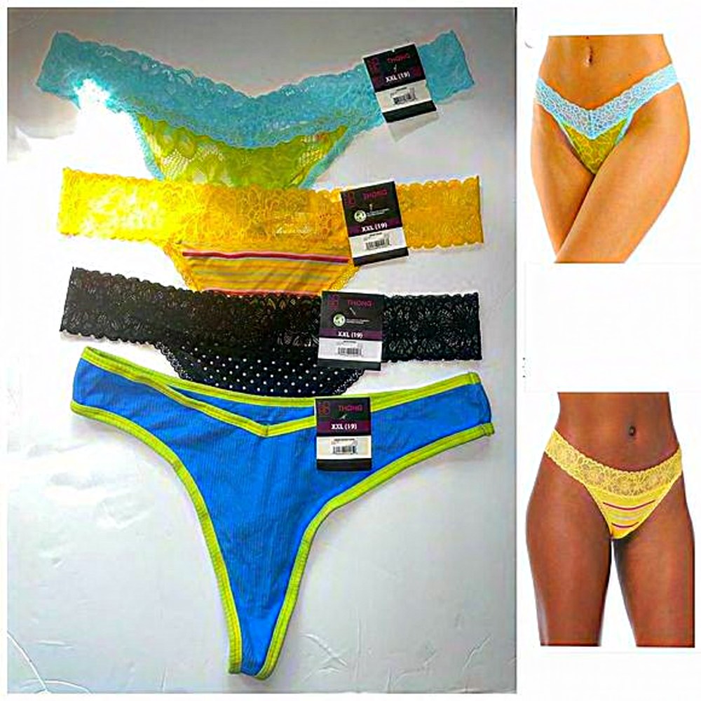 NWT 4 Pcs Women Lace Thong Panties intimates XXL 19 stretchy sexy Lingerie new‎*